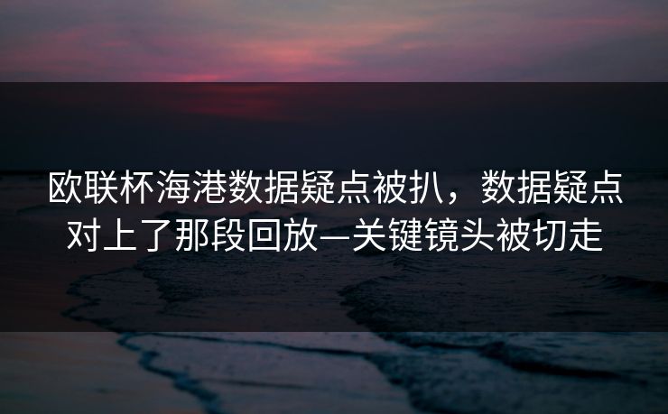 欧联杯海港数据疑点被扒，数据疑点对上了那段回放—关键镜头被切走